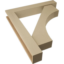 Ekena Millwork - BKTUR0554X36X40WTL05RCPR - Timberthane Faux Wood Westlake Style Bracket w/ Offset Brace, Block Ends, 5 1/2"W x 36"D x 40"H, Primed Tan