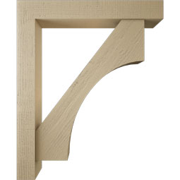 Ekena Millwork - BKTUR0554X36X44WTL05RCPR - Timberthane Faux Wood Westlake Style Bracket w/ Offset Brace, Block Ends, 5 1/2"W x 36"D x 44"H, Primed Tan