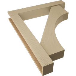 Ekena Millwork - BKTUR0554X36X44WTL05RCPR - Timberthane Faux Wood Westlake Style Bracket w/ Offset Brace, Block Ends, 5 1/2"W x 36"D x 44"H, Primed Tan