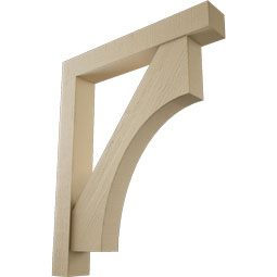 Ekena Millwork - BKTUR0554X36X44WTL05RCPR - Timberthane Faux Wood Westlake Style Bracket w/ Offset Brace, Block Ends, 5 1/2"W x 36"D x 44"H, Primed Tan
