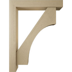 Ekena Millwork - BKTUR0554X36X48WTL05RCPR - Timberthane Faux Wood Westlake Style Bracket w/ Offset Brace, Block Ends, 5 1/2"W x 36"D x 48"H, Primed Tan