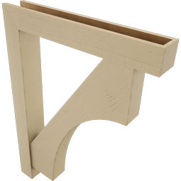 Ekena Millwork - BKTUR0554X36X48WTL05RCPR - Timberthane Faux Wood Westlake Style Bracket w/ Offset Brace, Block Ends, 5 1/2"W x 36"D x 48"H, Primed Tan
