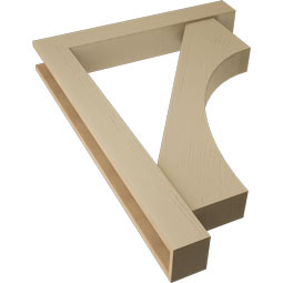 Ekena Millwork - BKTUR0554X36X48WTL05RCPR - Timberthane Faux Wood Westlake Style Bracket w/ Offset Brace, Block Ends, 5 1/2"W x 36"D x 48"H, Primed Tan