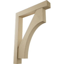 Ekena Millwork - BKTUR0554X36X48WTL05RCPR - Timberthane Faux Wood Westlake Style Bracket w/ Offset Brace, Block Ends, 5 1/2"W x 36"D x 48"H, Primed Tan