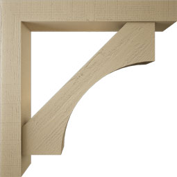 Ekena Millwork - BKTUR0554X38X38WTL05RCPR - Timberthane Faux Wood Westlake Style Bracket w/ Offset Brace, Block Ends, 5 1/2"W x 38"D x 38"H, Primed Tan