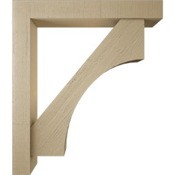 Ekena Millwork - BKTUR0554X38X44WTL05RCPR - Timberthane Faux Wood Westlake Style Bracket w/ Offset Brace, Block Ends, 5 1/2"W x 38"D x 44"H, Primed Tan