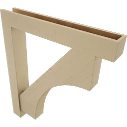 Ekena Millwork - BKTUR0554X38X44WTL05RCPR - Timberthane Faux Wood Westlake Style Bracket w/ Offset Brace, Block Ends, 5 1/2"W x 38"D x 44"H, Primed Tan
