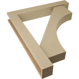 Ekena Millwork - BKTUR0554X38X44WTL05RCPR - Timberthane Faux Wood Westlake Style Bracket w/ Offset Brace, Block Ends, 5 1/2"W x 38"D x 44"H, Primed Tan