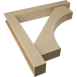 Ekena Millwork - BKTUR0554X40X40WTL05RCPR - Timberthane Faux Wood Westlake Style Bracket w/ Offset Brace, Block Ends, 5 1/2"W x 40"D x 40"H, Primed Tan
