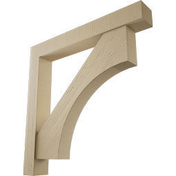 Ekena Millwork - BKTUR0554X40X40WTL05RCPR - Timberthane Faux Wood Westlake Style Bracket w/ Offset Brace, Block Ends, 5 1/2"W x 40"D x 40"H, Primed Tan