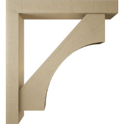 Ekena Millwork - BKTUR0554X40X44WTL05RCPR - Timberthane Faux Wood Westlake Style Bracket w/ Offset Brace, Block Ends, 5 1/2"W x 40"D x 44"H, Primed Tan