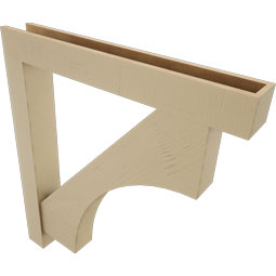 Ekena Millwork - BKTUR0554X40X44WTL05RCPR - Timberthane Faux Wood Westlake Style Bracket w/ Offset Brace, Block Ends, 5 1/2"W x 40"D x 44"H, Primed Tan