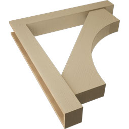 Ekena Millwork - BKTUR0554X40X44WTL05RCPR - Timberthane Faux Wood Westlake Style Bracket w/ Offset Brace, Block Ends, 5 1/2"W x 40"D x 44"H, Primed Tan
