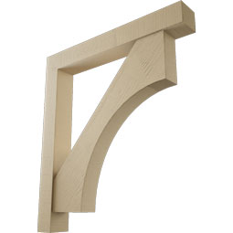 Ekena Millwork - BKTUR0554X40X44WTL05RCPR - Timberthane Faux Wood Westlake Style Bracket w/ Offset Brace, Block Ends, 5 1/2"W x 40"D x 44"H, Primed Tan