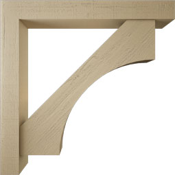 Ekena Millwork - BKTUR0554X42X42WTL05RCPR - Timberthane Faux Wood Westlake Style Bracket w/ Offset Brace, Block Ends, 5 1/2"W x 42"D x 42"H, Primed Tan