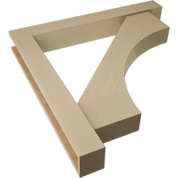 Ekena Millwork - BKTUR0554X42X42WTL05RCPR - Timberthane Faux Wood Westlake Style Bracket w/ Offset Brace, Block Ends, 5 1/2"W x 42"D x 42"H, Primed Tan