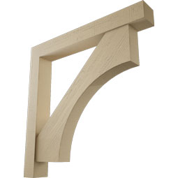 Ekena Millwork - BKTUR0554X42X42WTL05RCPR - Timberthane Faux Wood Westlake Style Bracket w/ Offset Brace, Block Ends, 5 1/2"W x 42"D x 42"H, Primed Tan