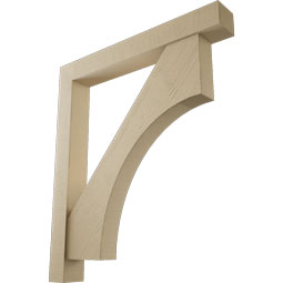 Ekena Millwork - BKTUR0554X42X48WTL05RCPR - Timberthane Faux Wood Westlake Style Bracket w/ Offset Brace, Block Ends, 5 1/2"W x 42"D x 48"H, Primed Tan
