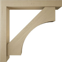 Ekena Millwork - BKTUR0554X44X44WTL05RCPR - Timberthane Faux Wood Westlake Style Bracket w/ Offset Brace, Block Ends, 5 1/2"W x 44"D x 44"H, Primed Tan