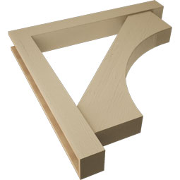 Ekena Millwork - BKTUR0554X44X44WTL05RCPR - Timberthane Faux Wood Westlake Style Bracket w/ Offset Brace, Block Ends, 5 1/2"W x 44"D x 44"H, Primed Tan