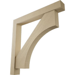 Ekena Millwork - BKTUR0554X44X44WTL05RCPR - Timberthane Faux Wood Westlake Style Bracket w/ Offset Brace, Block Ends, 5 1/2"W x 44"D x 44"H, Primed Tan