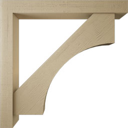 Ekena Millwork - BKTUR0554X46X46WTL05RCPR - Timberthane Faux Wood Westlake Style Bracket w/ Offset Brace, Block Ends, 5 1/2"W x 46"D x 46"H, Primed Tan