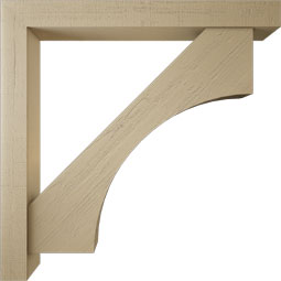 Ekena Millwork - BKTUR0554X48X48WTL05RCPR - Timberthane Faux Wood Westlake Style Bracket w/ Offset Brace, Block Ends, 5 1/2"W x 48"D x 48"H, Primed Tan