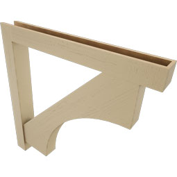 Ekena Millwork - BKTUR0554X48X48WTL05RCPR - Timberthane Faux Wood Westlake Style Bracket w/ Offset Brace, Block Ends, 5 1/2"W x 48"D x 48"H, Primed Tan
