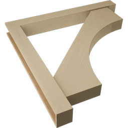 Ekena Millwork - BKTUR0554X48X48WTL05RCPR - Timberthane Faux Wood Westlake Style Bracket w/ Offset Brace, Block Ends, 5 1/2"W x 48"D x 48"H, Primed Tan