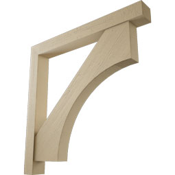 Ekena Millwork - BKTUR0554X48X48WTL05RCPR - Timberthane Faux Wood Westlake Style Bracket w/ Offset Brace, Block Ends, 5 1/2"W x 48"D x 48"H, Primed Tan