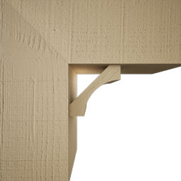 Ekena Millwork - BKTUR0756X18X18WTL05RCPR - Timberthane Faux Wood Westlake Style Bracket w/ Offset Brace, Block Ends, 7 1/2"W x 18"D x 18"H, Primed Tan