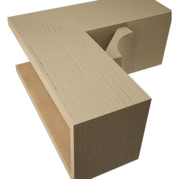 Ekena Millwork - BKTUR0756X18X18WTL05RCPR - Timberthane Faux Wood Westlake Style Bracket w/ Offset Brace, Block Ends, 7 1/2"W x 18"D x 18"H, Primed Tan