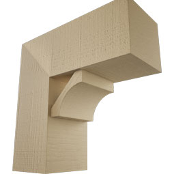 Ekena Millwork - BKTUR0756X18X18WTL05RCPR - Timberthane Faux Wood Westlake Style Bracket w/ Offset Brace, Block Ends, 7 1/2"W x 18"D x 18"H, Primed Tan
