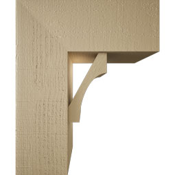 Ekena Millwork - BKTUR0756X18X22WTL05RCPR - Timberthane Faux Wood Westlake Style Bracket w/ Offset Brace, Block Ends, 7 1/2"W x 18"D x 22"H, Primed Tan