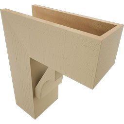 Ekena Millwork - BKTUR0756X18X22WTL05RCPR - Timberthane Faux Wood Westlake Style Bracket w/ Offset Brace, Block Ends, 7 1/2"W x 18"D x 22"H, Primed Tan