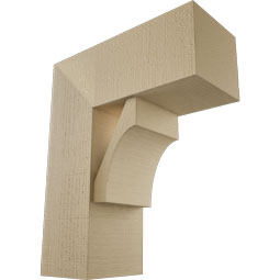 Ekena Millwork - BKTUR0756X18X22WTL05RCPR - Timberthane Faux Wood Westlake Style Bracket w/ Offset Brace, Block Ends, 7 1/2"W x 18"D x 22"H, Primed Tan