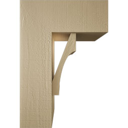 Ekena Millwork - BKTUR0756X18X26WTL05RCPR - Timberthane Faux Wood Westlake Style Bracket w/ Offset Brace, Block Ends, 7 1/2"W x 18"D x 26"H, Primed Tan