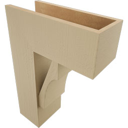 Ekena Millwork - BKTUR0756X18X26WTL05RCPR - Timberthane Faux Wood Westlake Style Bracket w/ Offset Brace, Block Ends, 7 1/2"W x 18"D x 26"H, Primed Tan