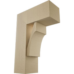 Ekena Millwork - BKTUR0756X18X26WTL05RCPR - Timberthane Faux Wood Westlake Style Bracket w/ Offset Brace, Block Ends, 7 1/2"W x 18"D x 26"H, Primed Tan