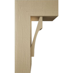 Ekena Millwork - BKTUR0756X18X30WTL05RCPR - Timberthane Faux Wood Westlake Style Bracket w/ Offset Brace, Block Ends, 7 1/2"W x 18"D x 30"H, Primed Tan