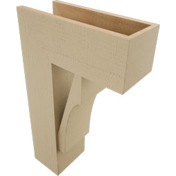 Ekena Millwork - BKTUR0756X18X30WTL05RCPR - Timberthane Faux Wood Westlake Style Bracket w/ Offset Brace, Block Ends, 7 1/2"W x 18"D x 30"H, Primed Tan
