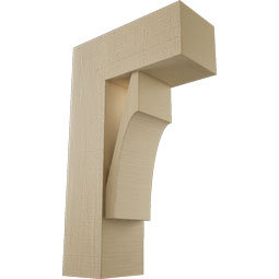 Ekena Millwork - BKTUR0756X18X30WTL05RCPR - Timberthane Faux Wood Westlake Style Bracket w/ Offset Brace, Block Ends, 7 1/2"W x 18"D x 30"H, Primed Tan