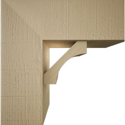 Ekena Millwork - BKTUR0756X20X20WTL05RCPR - Timberthane Faux Wood Westlake Style Bracket w/ Offset Brace, Block Ends, 7 1/2"W x 20"D x 20"H, Primed Tan