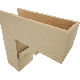 Ekena Millwork - BKTUR0756X20X20WTL05RCPR - Timberthane Faux Wood Westlake Style Bracket w/ Offset Brace, Block Ends, 7 1/2"W x 20"D x 20"H, Primed Tan