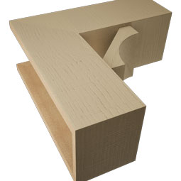Ekena Millwork - BKTUR0756X20X20WTL05RCPR - Timberthane Faux Wood Westlake Style Bracket w/ Offset Brace, Block Ends, 7 1/2"W x 20"D x 20"H, Primed Tan