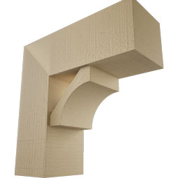 Ekena Millwork - BKTUR0756X20X20WTL05RCPR - Timberthane Faux Wood Westlake Style Bracket w/ Offset Brace, Block Ends, 7 1/2"W x 20"D x 20"H, Primed Tan