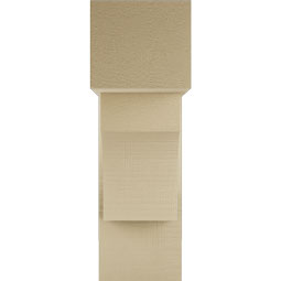 Ekena Millwork - BKTUR0756X20X24WTL05RCPR - Timberthane Faux Wood Westlake Style Bracket w/ Offset Brace, Block Ends, 7 1/2"W x 20"D x 24"H, Primed Tan