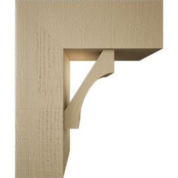 Ekena Millwork - BKTUR0756X20X24WTL05RCPR - Timberthane Faux Wood Westlake Style Bracket w/ Offset Brace, Block Ends, 7 1/2"W x 20"D x 24"H, Primed Tan