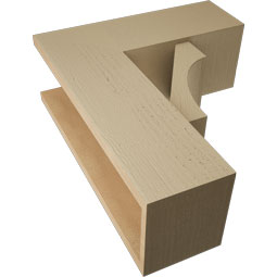 Ekena Millwork - BKTUR0756X20X24WTL05RCPR - Timberthane Faux Wood Westlake Style Bracket w/ Offset Brace, Block Ends, 7 1/2"W x 20"D x 24"H, Primed Tan