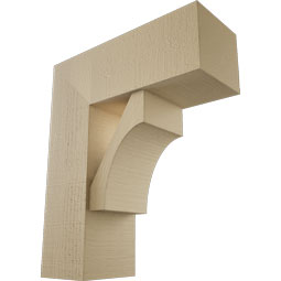 Ekena Millwork - BKTUR0756X20X24WTL05RCPR - Timberthane Faux Wood Westlake Style Bracket w/ Offset Brace, Block Ends, 7 1/2"W x 20"D x 24"H, Primed Tan